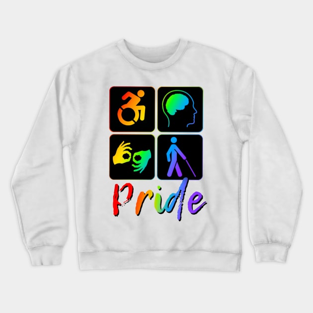 Disability Pride rainbow border Crewneck Sweatshirt by Dissent Clothing